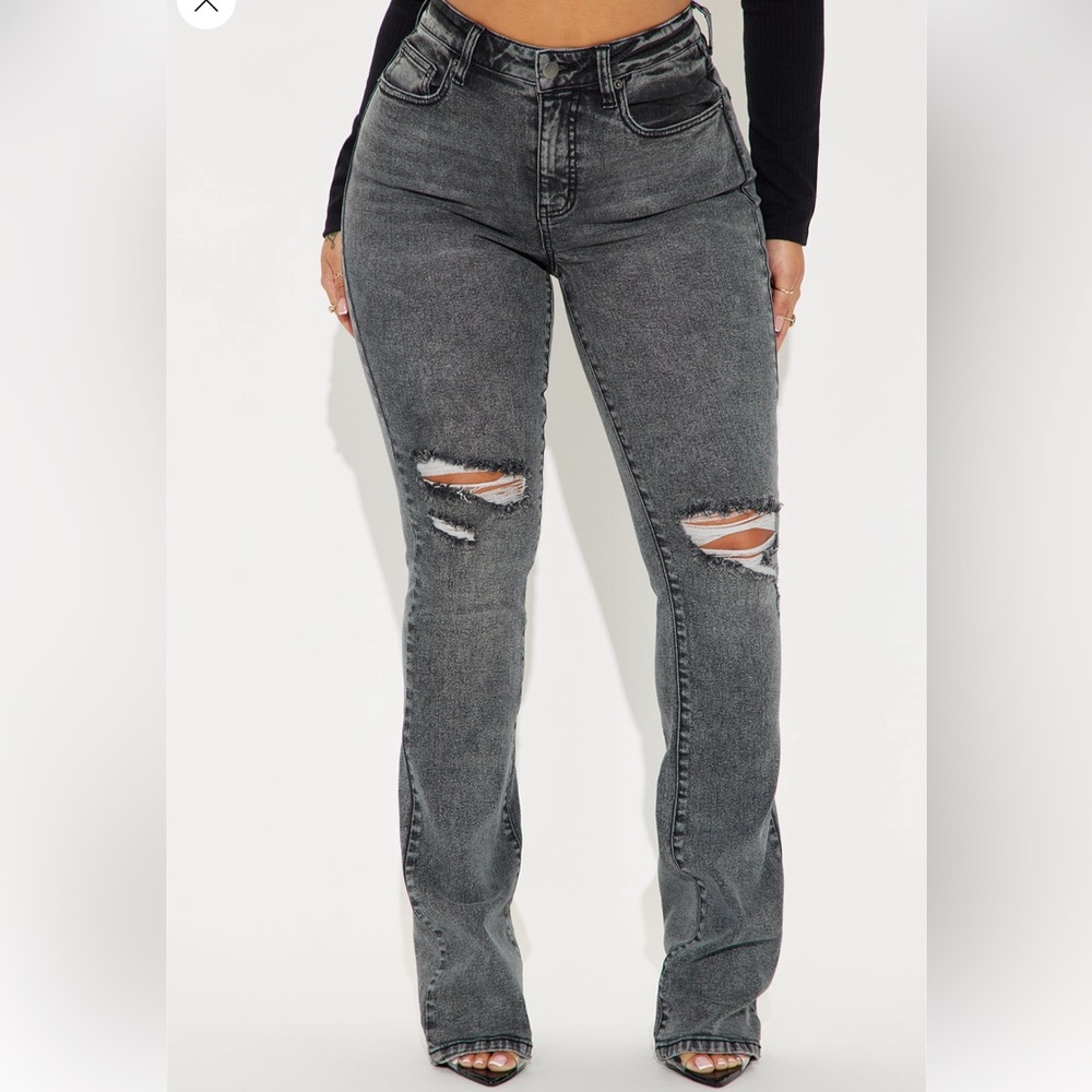 Fashion Nova Bootcut Jeans - Grey